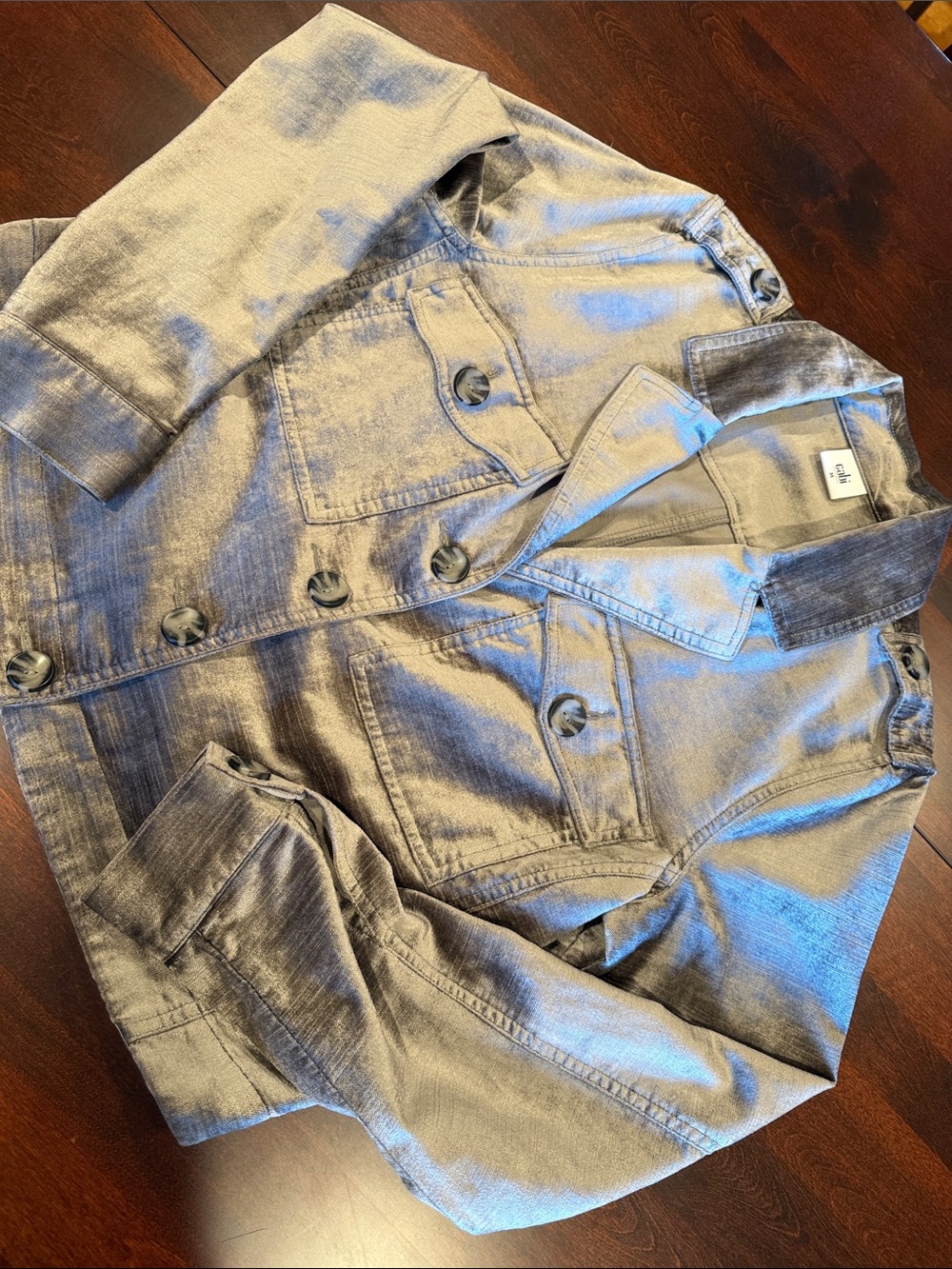 CAbi Velvet Utility Jacket in Silvery Gray - Picture 9 of 9